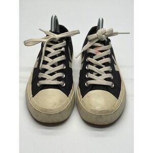 Veja Nova Black Canvas Low Top Sneakers Women Pierre Cream Logo Size 7
